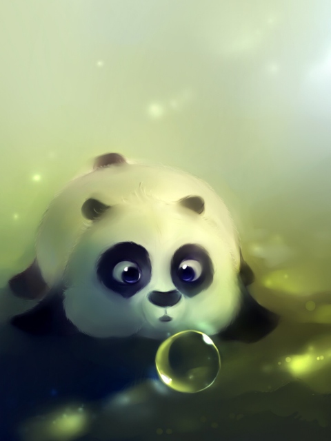 Panda And Bubbles wallpaper 480x640