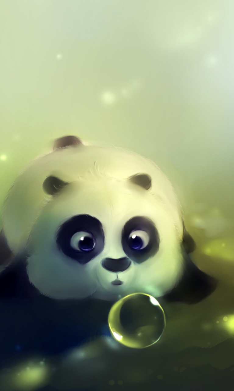 Sfondi Panda And Bubbles 768x1280