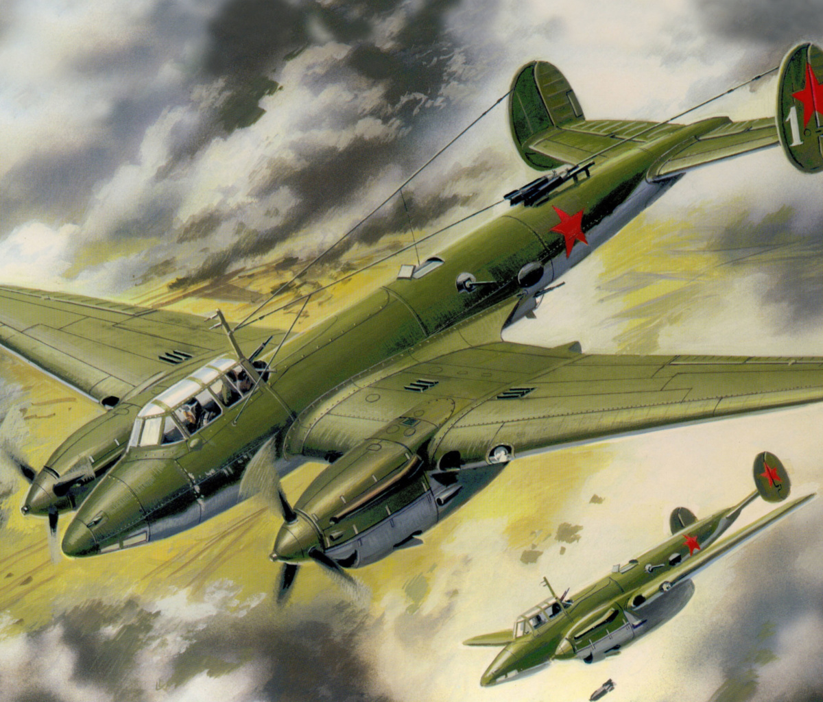 Fondo de pantalla Petlyakov Pe 2 Soviet Bomber 1200x1024