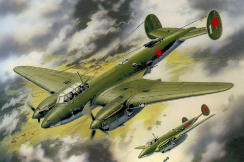 Fondo de pantalla Petlyakov Pe 2 Soviet Bomber 480x320