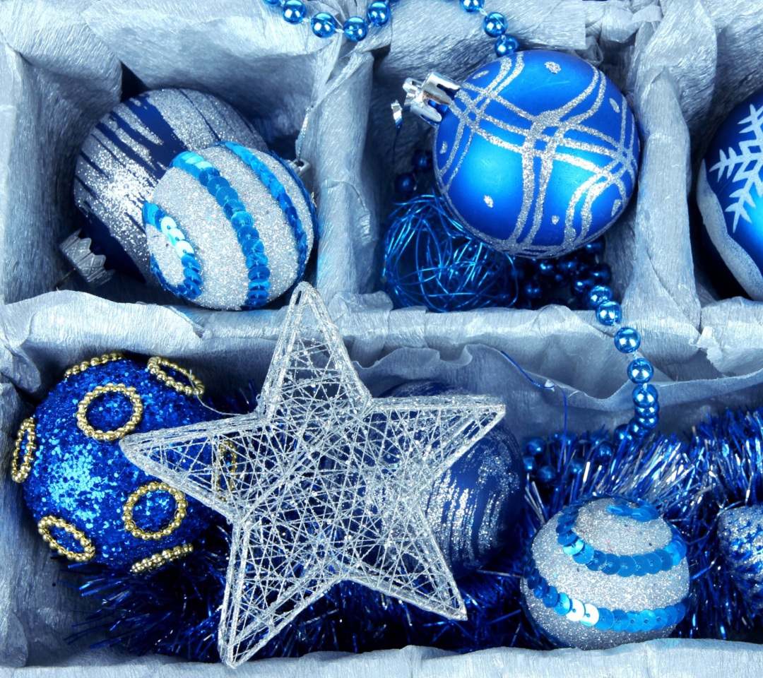 Das Blue Christmas Decorations Wallpaper 1080x960
