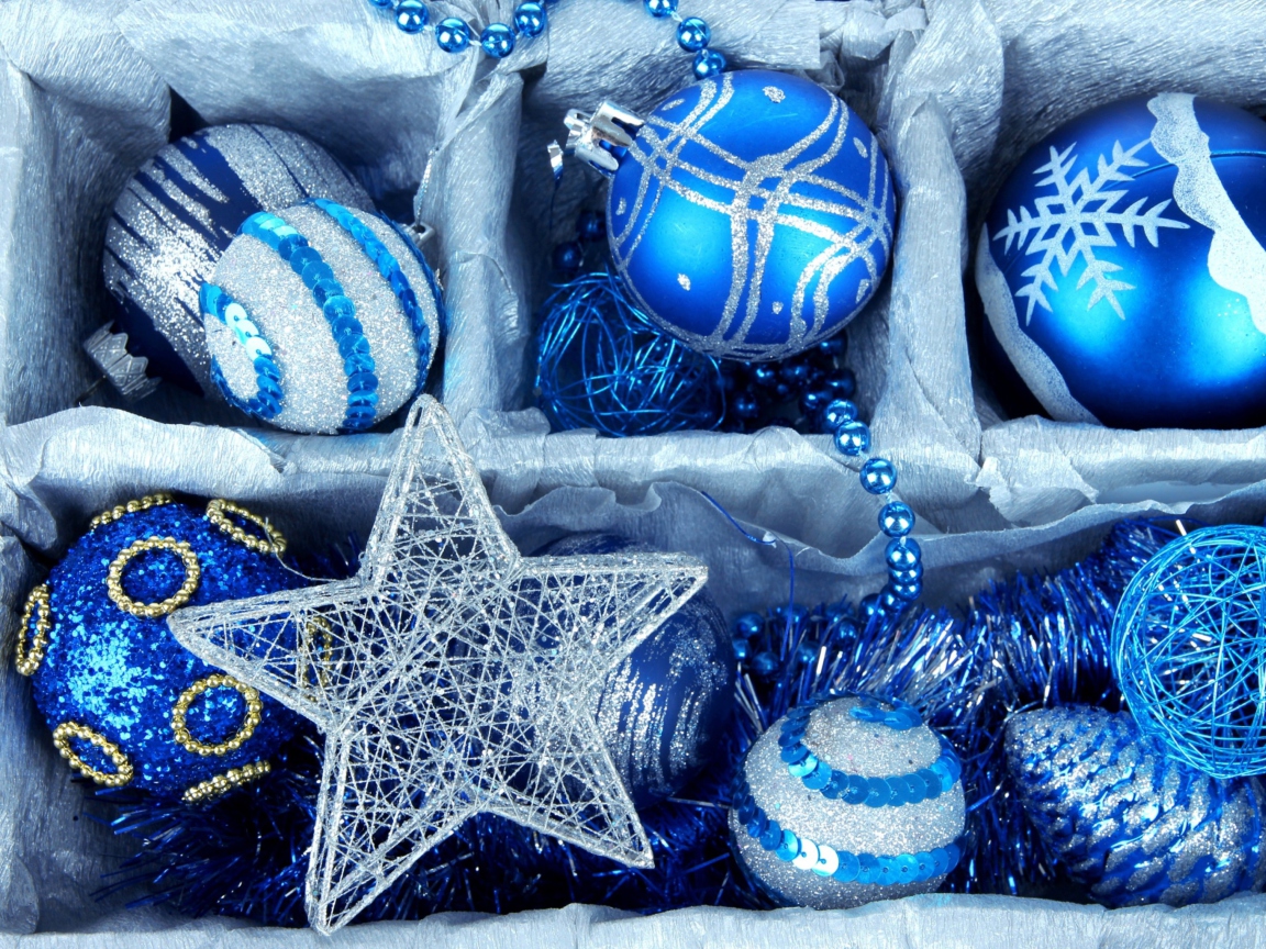 Fondo de pantalla Blue Christmas Decorations 1152x864