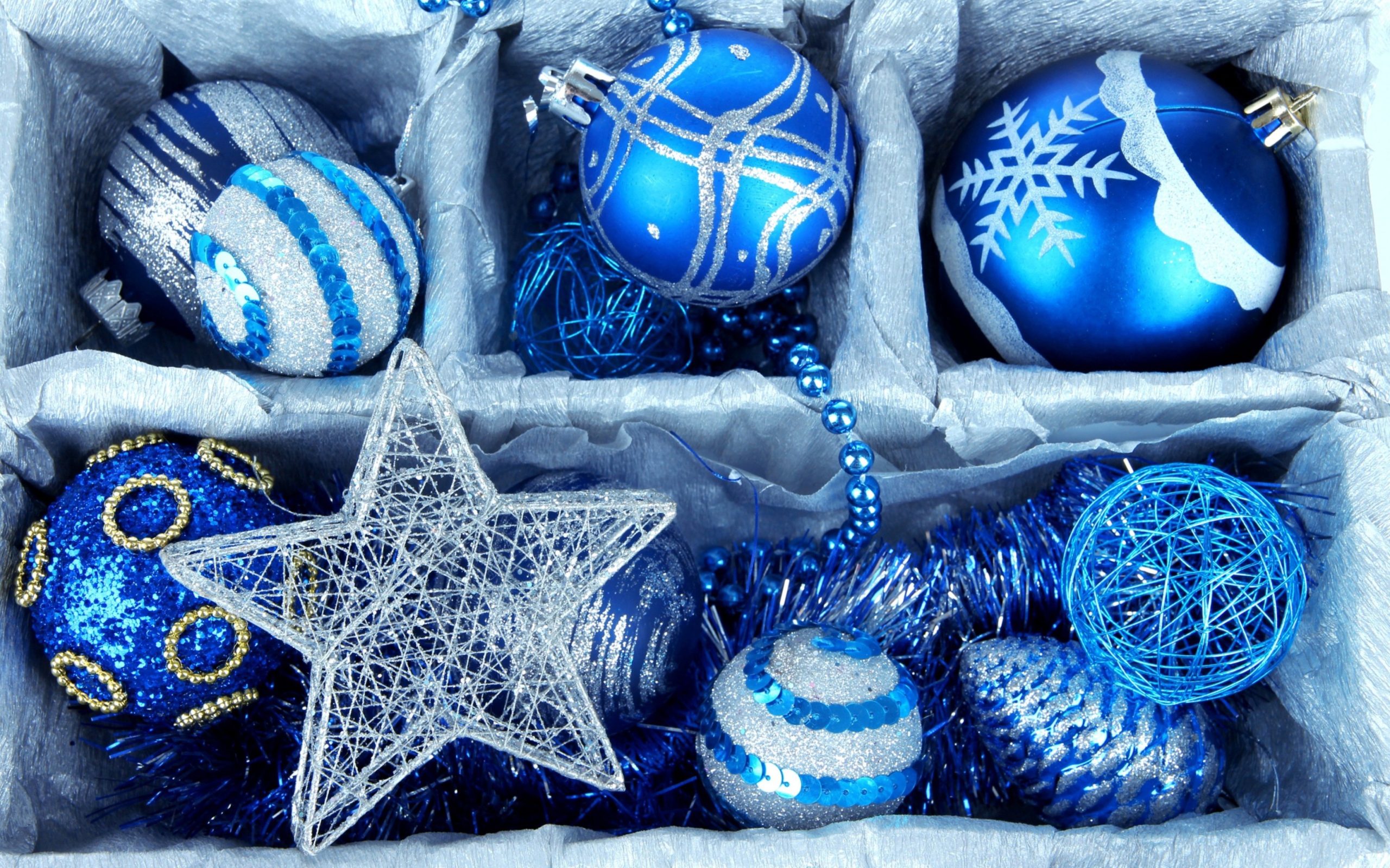 Das Blue Christmas Decorations Wallpaper 2560x1600