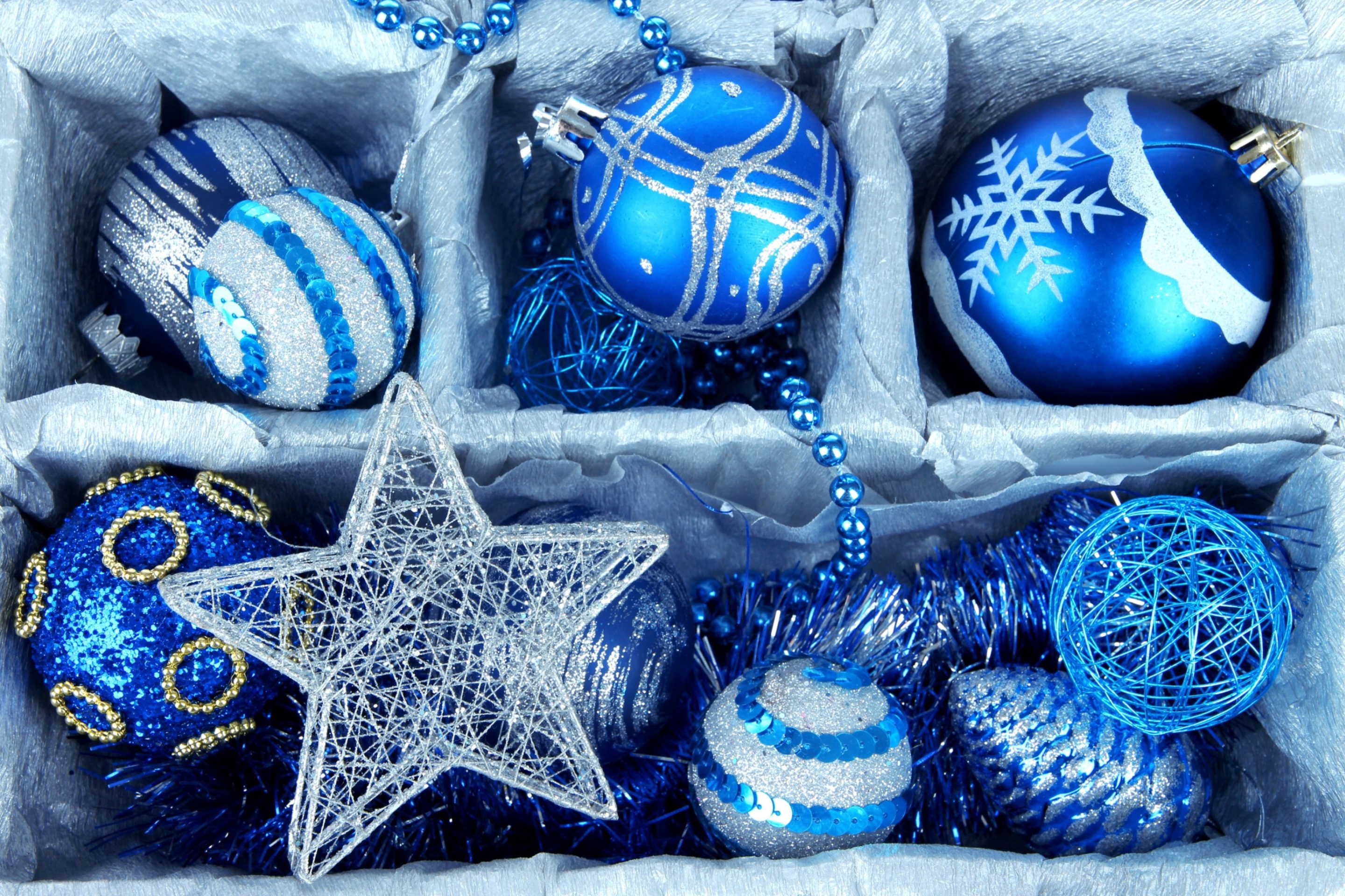 Fondo de pantalla Blue Christmas Decorations 2880x1920