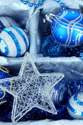 Fondo de pantalla Blue Christmas Decorations 320x480