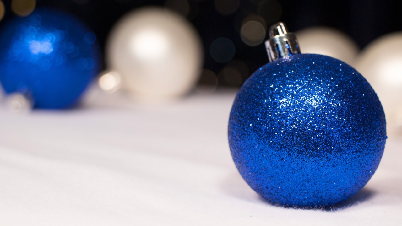 Das Blue Sparkly Ornament Wallpaper 1280x720