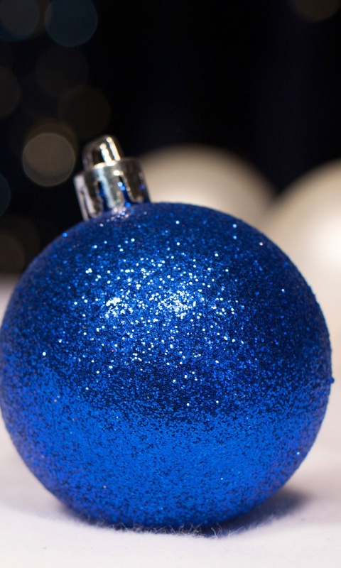 Das Blue Sparkly Ornament Wallpaper 480x800