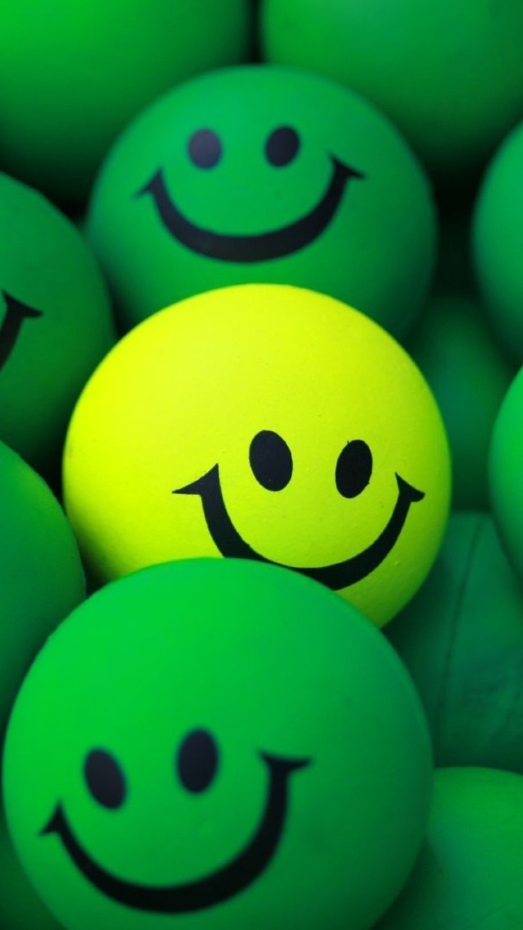 Smiley Green Balls wallpaper 750x1334