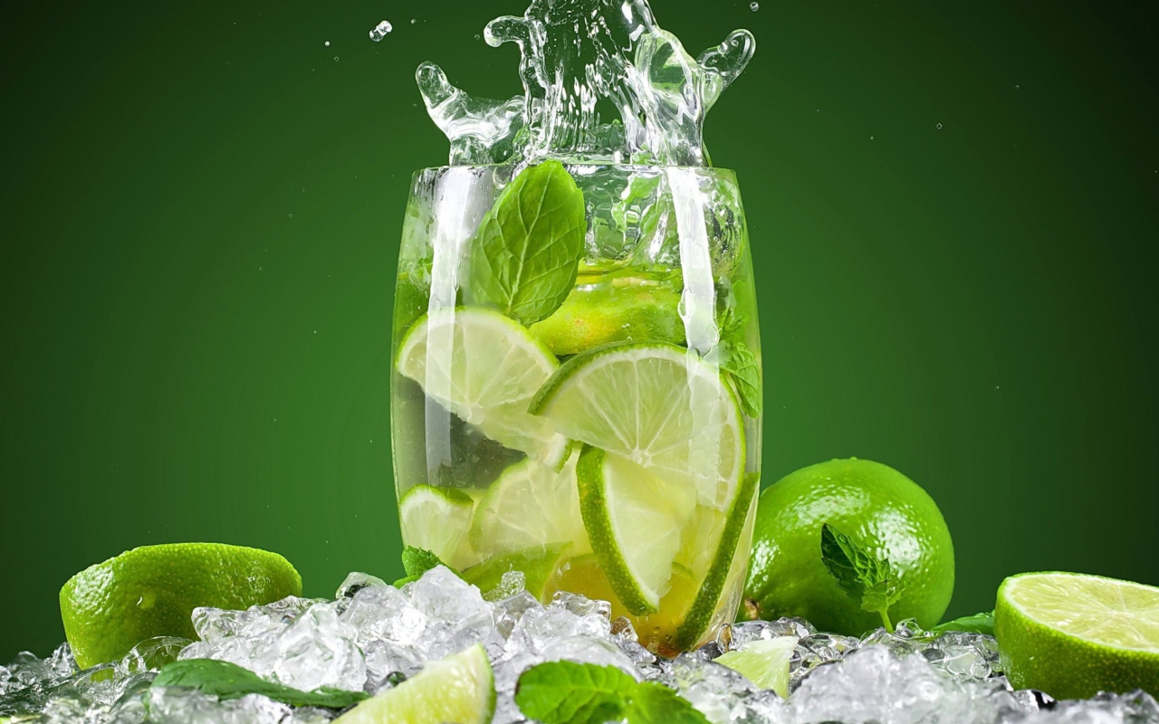 Glass With Lime wallpaper 1280x800