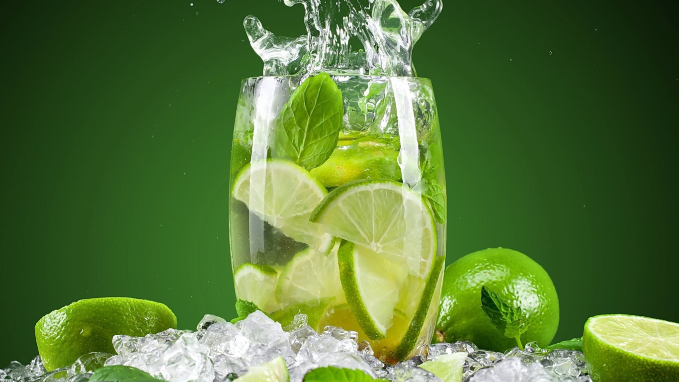 Glass With Lime wallpaper 1366x768