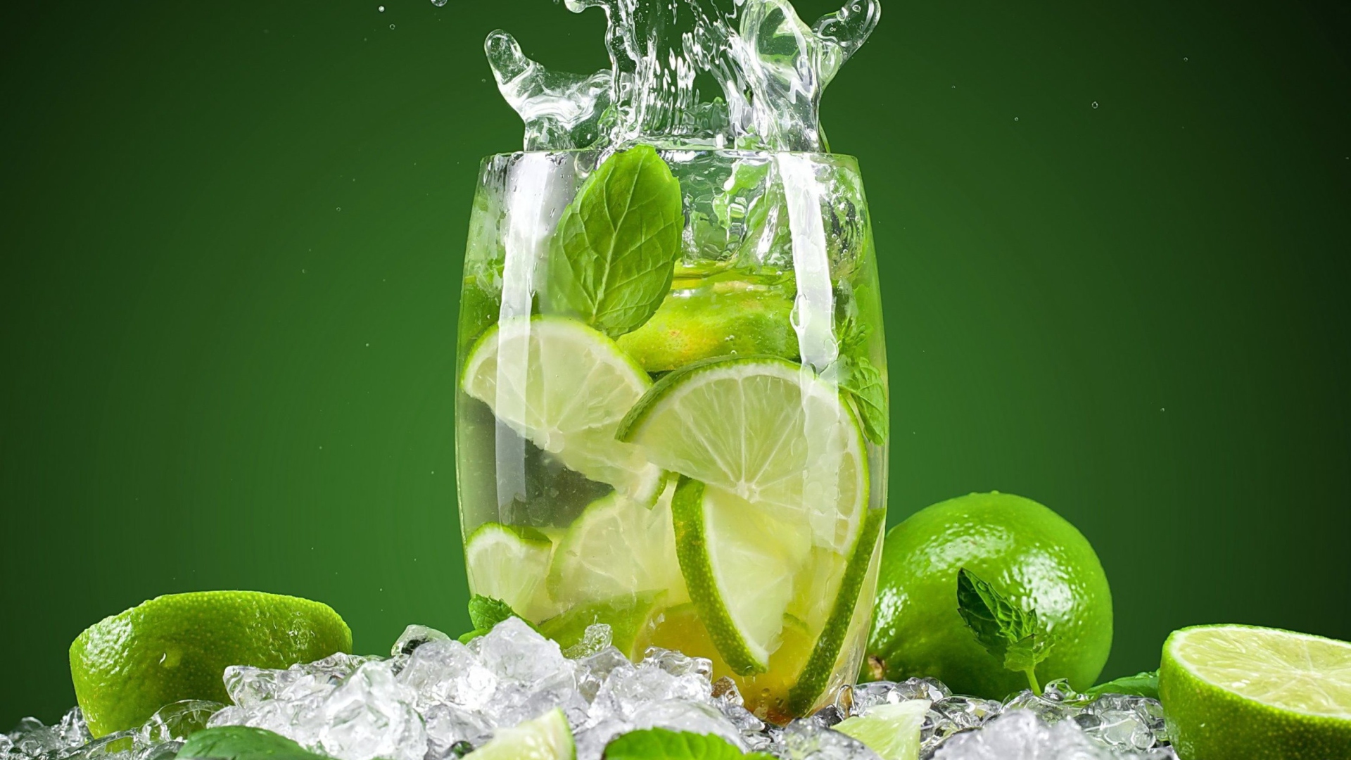 Обои Glass With Lime 1920x1080