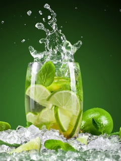 Glass With Lime wallpaper 240x320