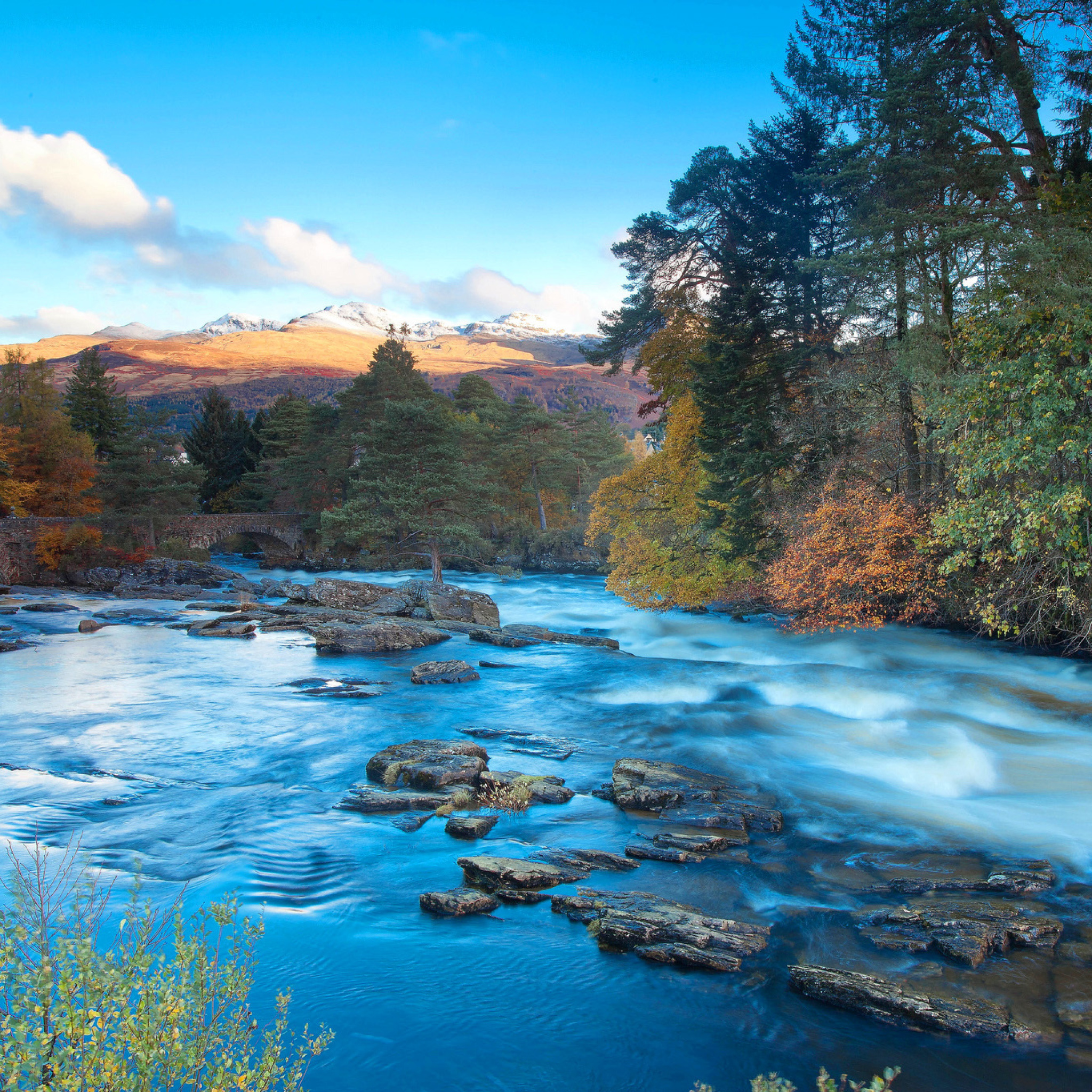 Landscape of mountain river wallpaper 2048x2048