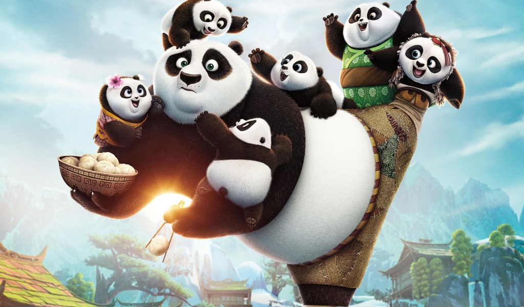 Обои Kung Fu Panda Family 1024x600