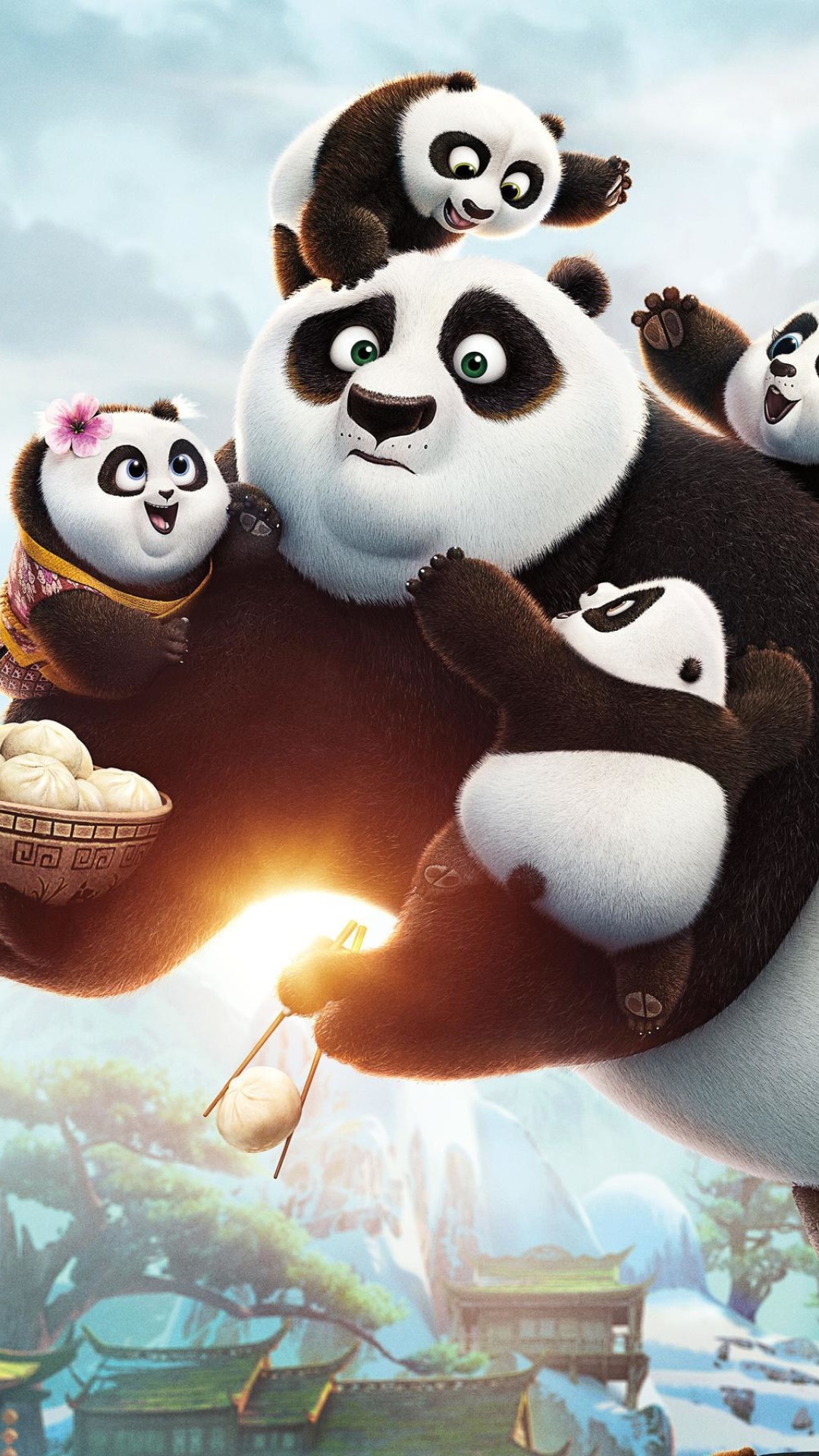Sfondi Kung Fu Panda Family 1080x1920