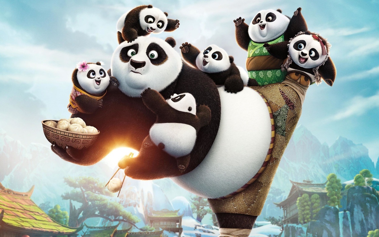 Обои Kung Fu Panda Family 1280x800