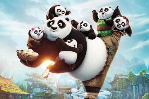 Обои Kung Fu Panda Family 480x320