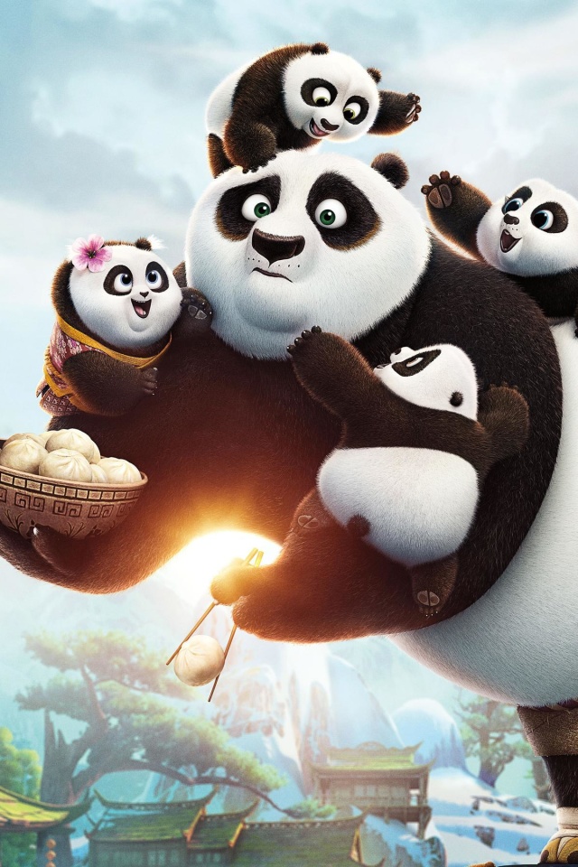 Fondo de pantalla Kung Fu Panda Family 640x960