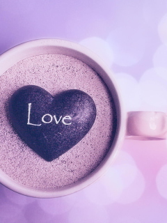 Обои Love Heart In Coffee Cup 240x320