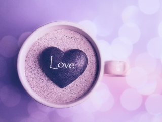 Обои Love Heart In Coffee Cup 320x240