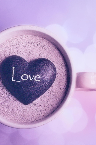 Fondo de pantalla Love Heart In Coffee Cup 320x480