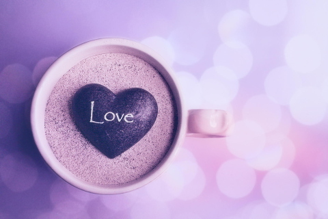 Обои Love Heart In Coffee Cup 480x320