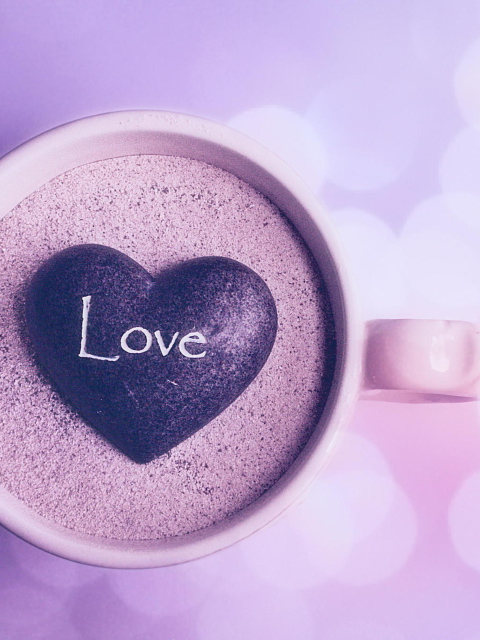 Love Heart In Coffee Cup wallpaper 480x640