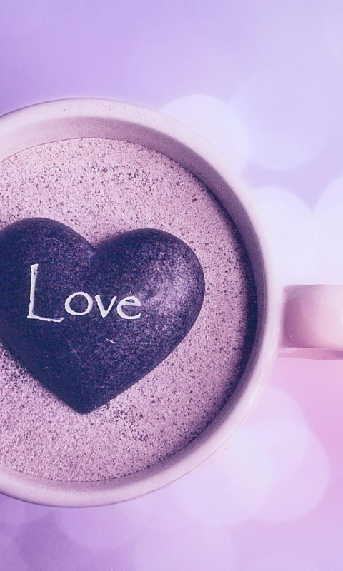 Love Heart In Coffee Cup wallpaper 480x800