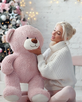 Christmas photo session with bear sfondi gratuiti per iPhone 6 Plus