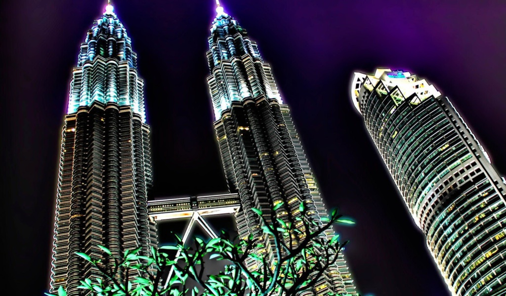 Das Malaysia, Petronas Towers Twins Wallpaper 1024x600
