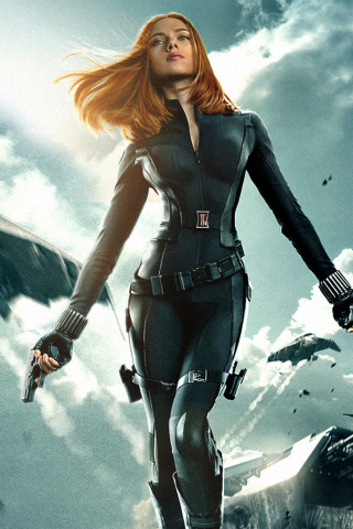 Das Captain America The Winter Soldier - Black Widow Wallpaper 320x480