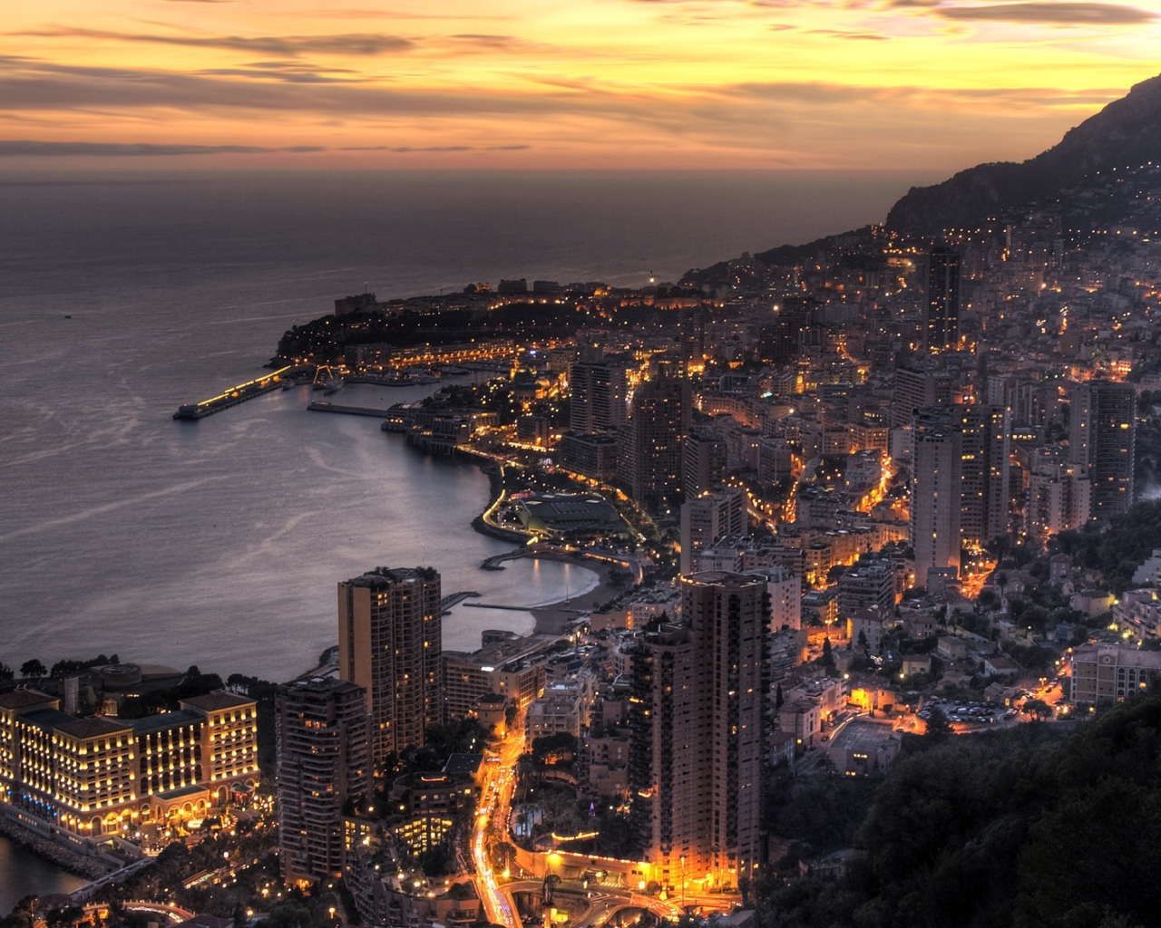 Fondo de pantalla Monaco In Twilight 1280x1024