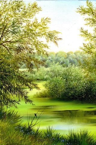 Fondo de pantalla Nature, Painting, Canvas 320x480