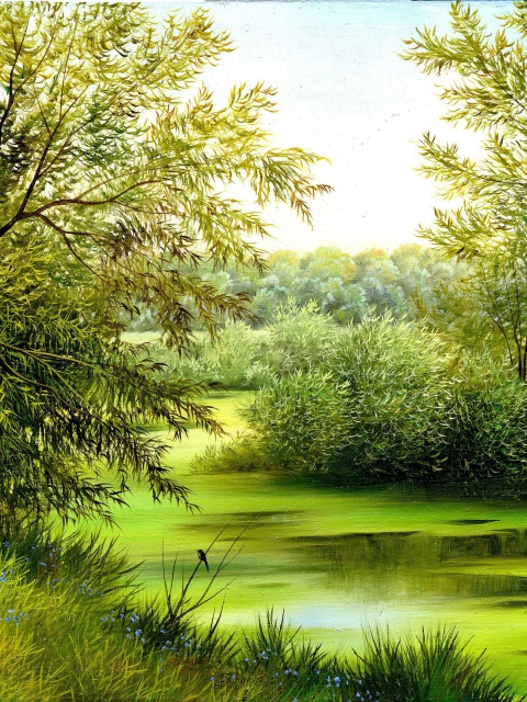 Sfondi Nature, Painting, Canvas 480x640