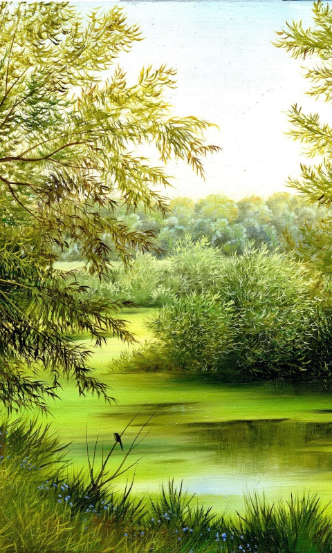Nature, Painting, Canvas wallpaper 480x800