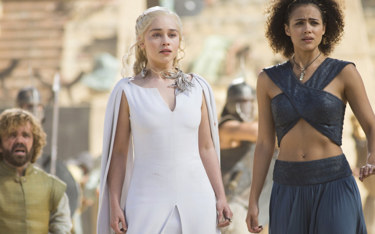 Game Of Thrones Emilia Clarke and Nathalie Emmanuel as Missandei wallpaper 1280x800