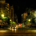 Обои Houses in Austin HDR Night Street lights in Texas City 128x128