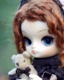 Обои Cute Doll Hugging Teddy Bear 128x160