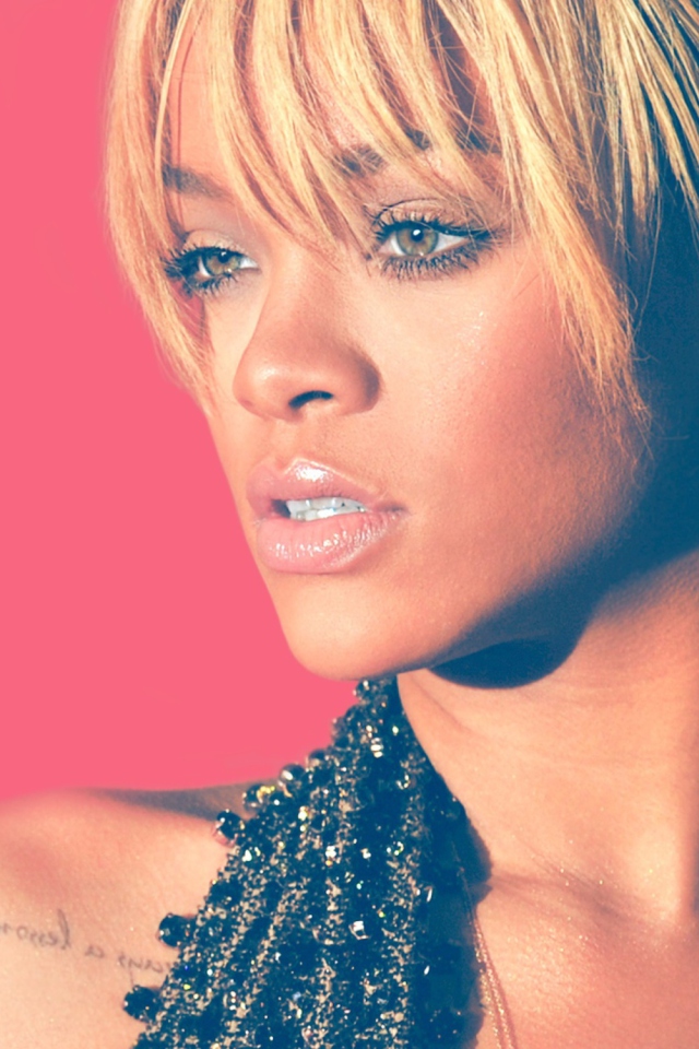 Rihanna Blonde Hair 2012 wallpaper 640x960