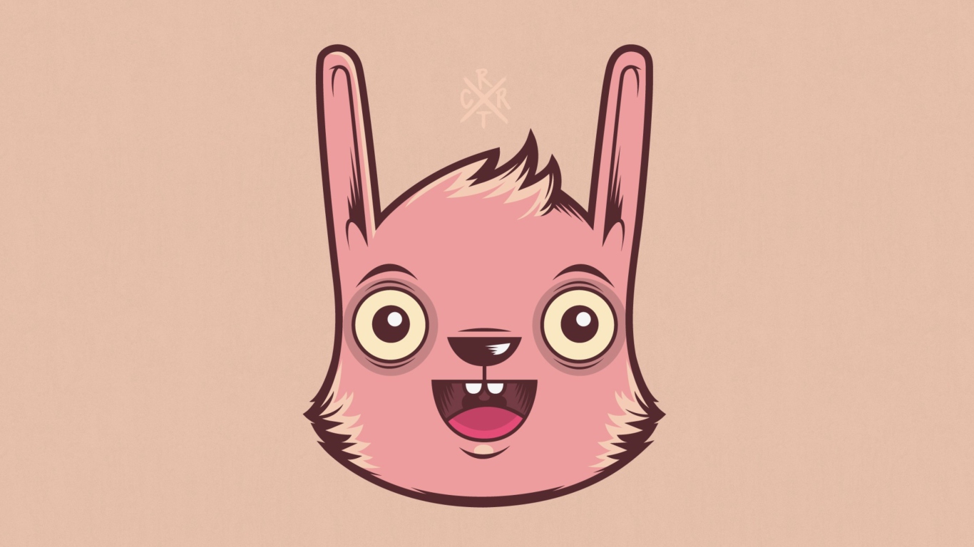 Funny Pink Rabbit Illustration screenshot #1 1366x768