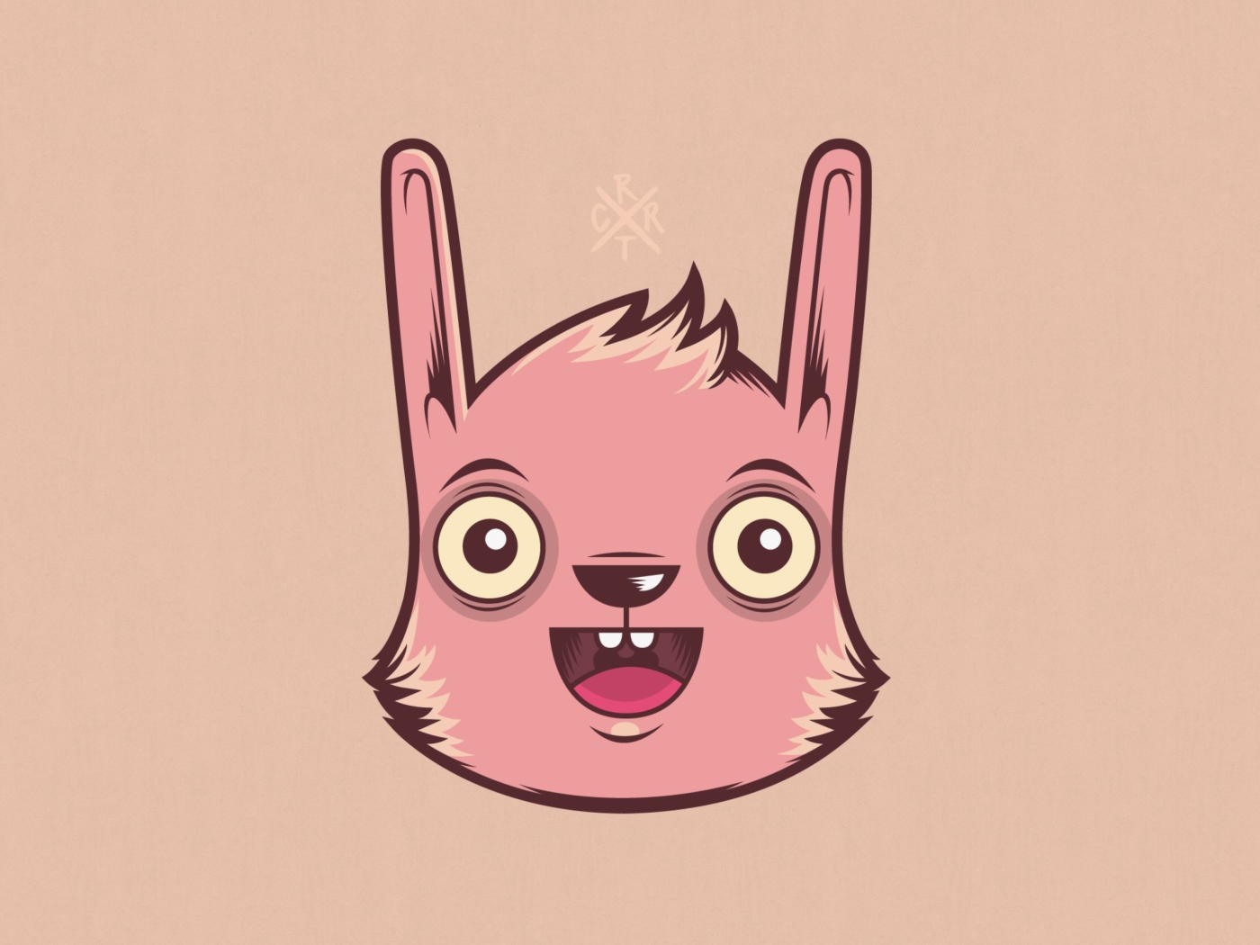 Das Funny Pink Rabbit Illustration Wallpaper 1400x1050