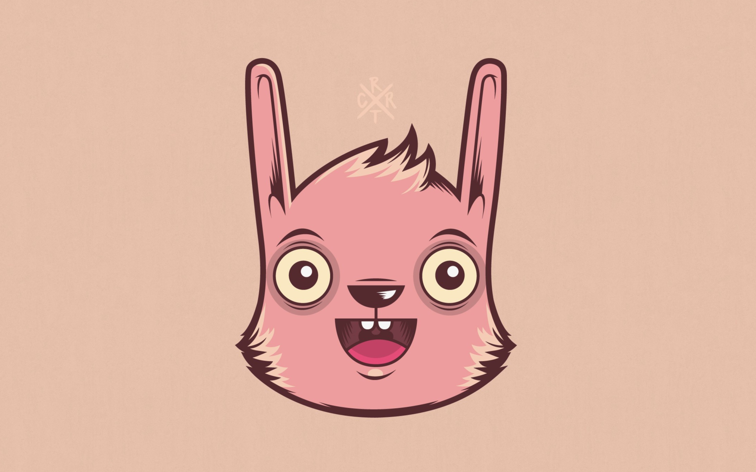 Funny Pink Rabbit Illustration wallpaper 2560x1600