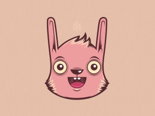 Das Funny Pink Rabbit Illustration Wallpaper 320x240