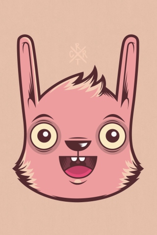 Das Funny Pink Rabbit Illustration Wallpaper 320x480