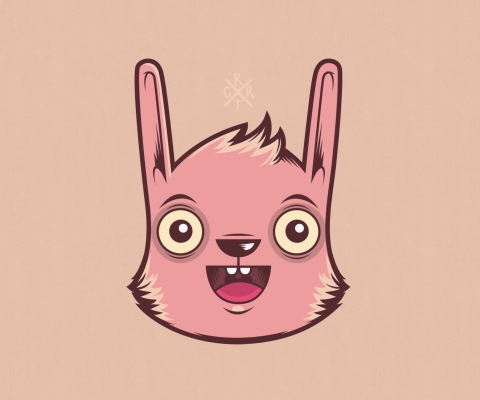 Funny Pink Rabbit Illustration wallpaper 480x400