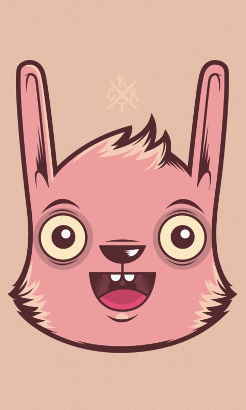 Das Funny Pink Rabbit Illustration Wallpaper 480x800