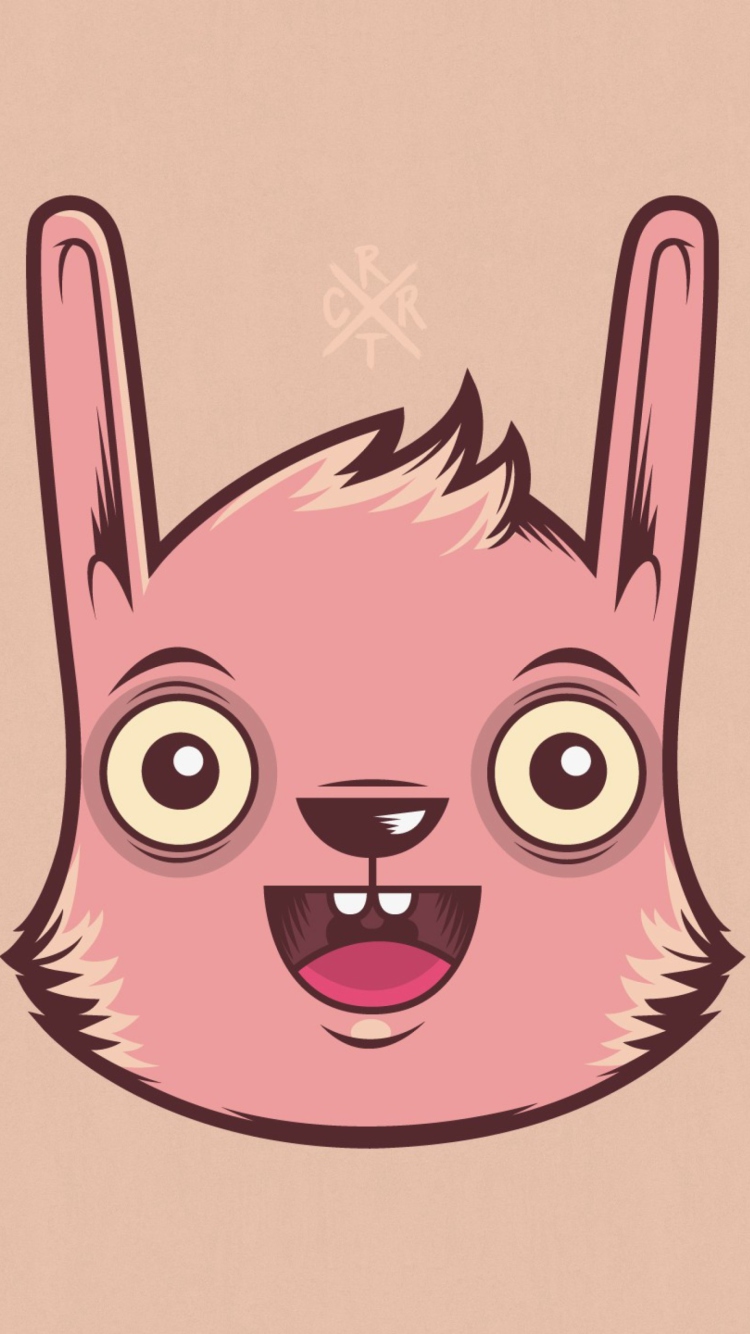 Sfondi Funny Pink Rabbit Illustration 750x1334