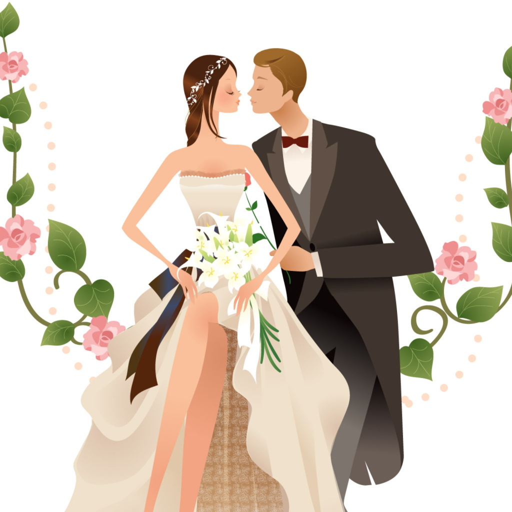 Wedding Kiss wallpaper 1024x1024