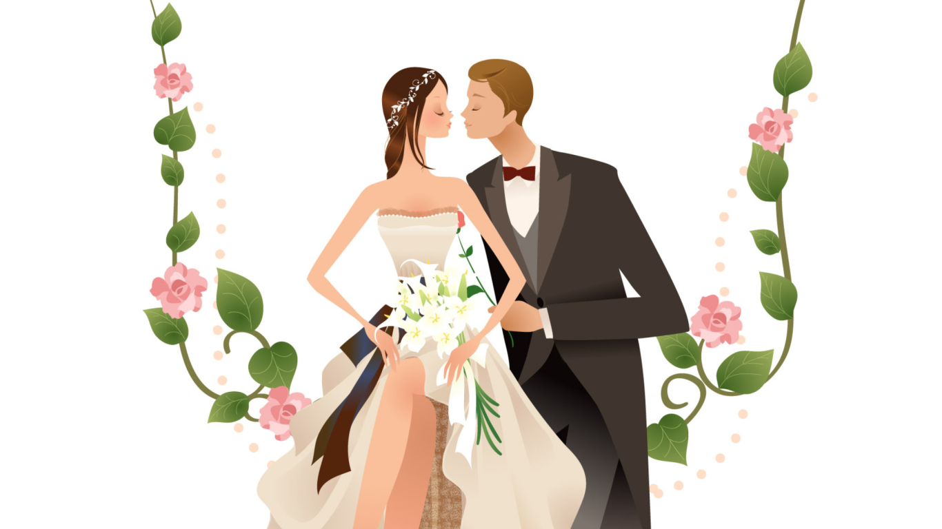 Wedding Kiss wallpaper 1366x768