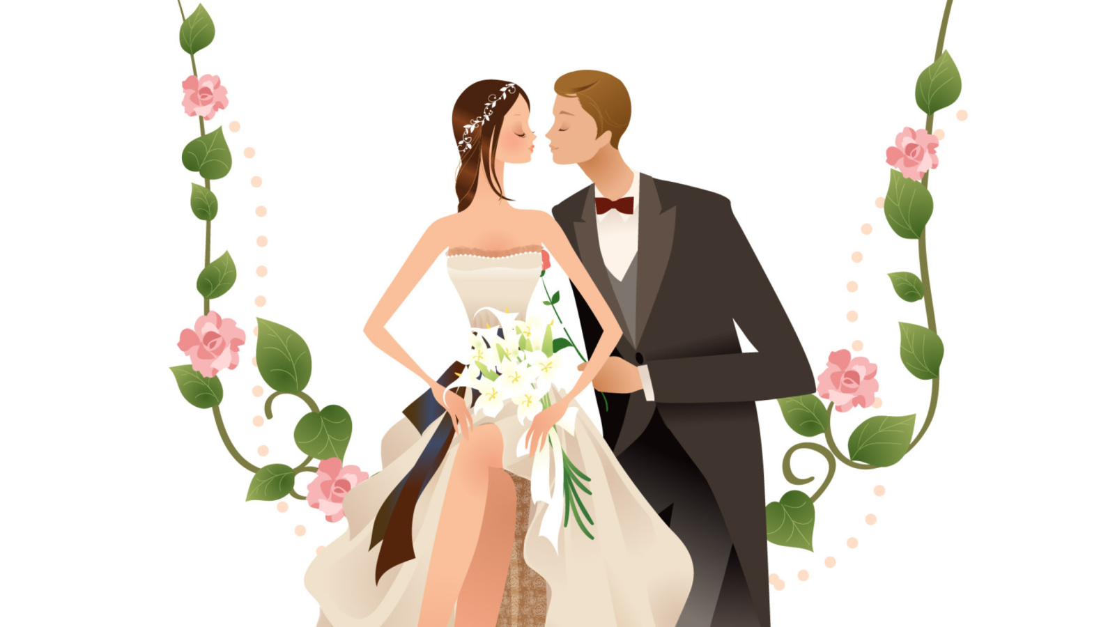 Wedding Kiss wallpaper 1600x900